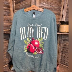 Sweet Claire Teal Ruby Red Pomegranate Sweatshirt